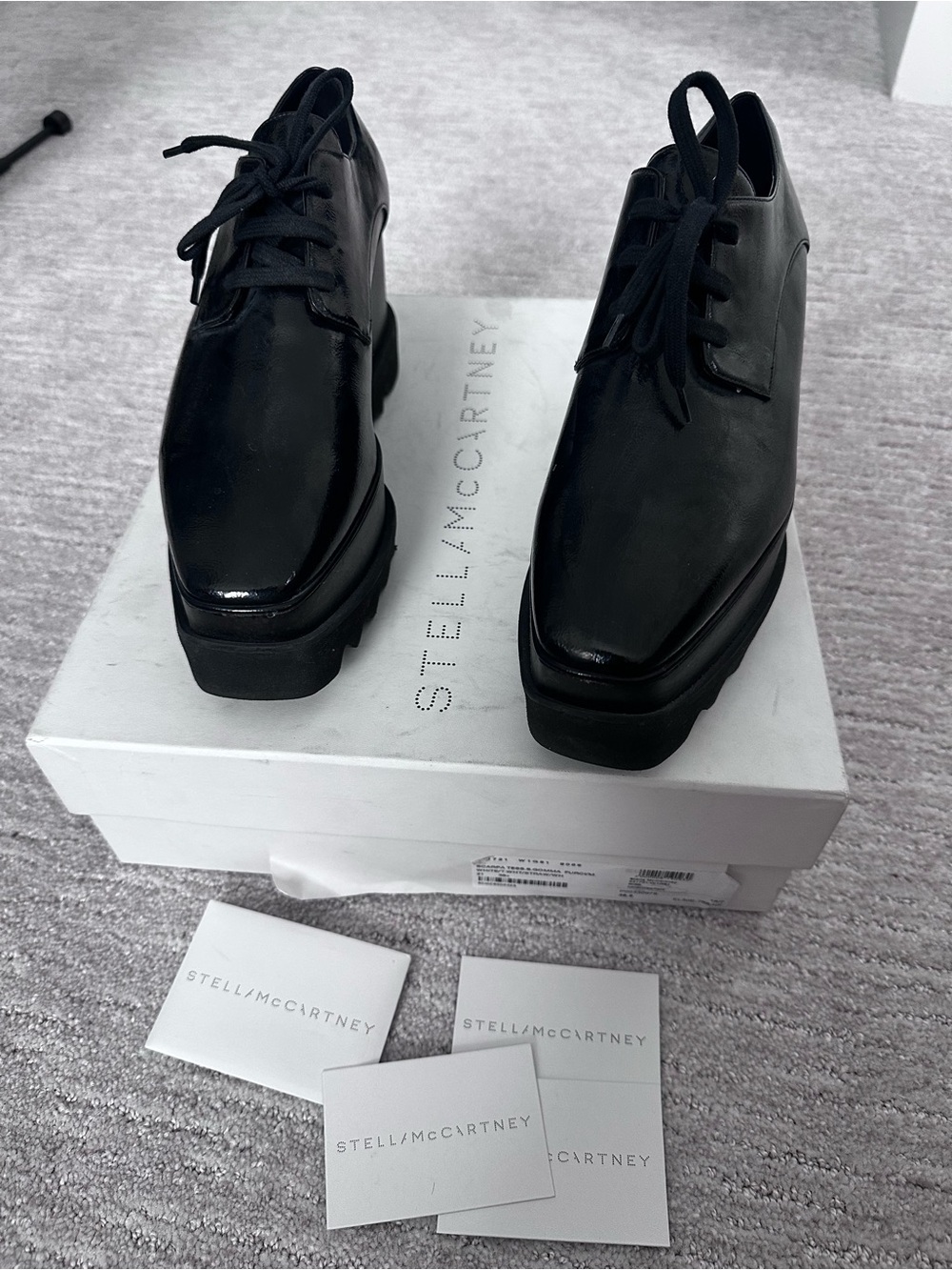 Stella McCartney Black Platform Lace-Up Heeled Boots